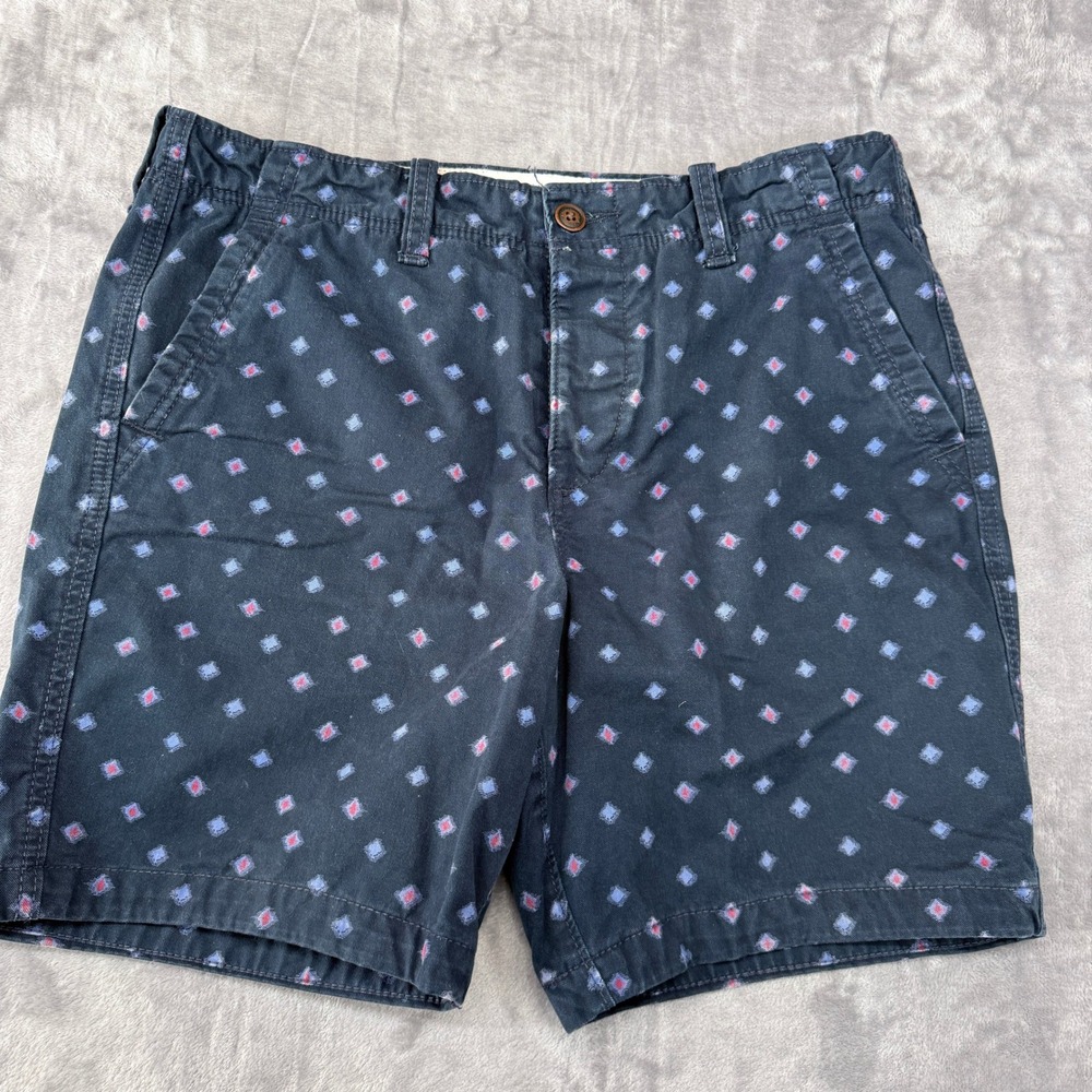 Abercrombie & Fitch Chino Shorts Mens‎ Size 34 Navy Blue Geometric Diamond Print